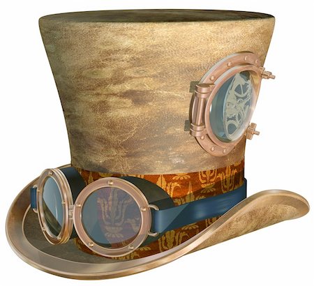 simsearch:400-04162686,k - Isolated illustration of a steampunk top hat and brass goggles Foto de stock - Super Valor sin royalties y Suscripción, Código: 400-06459523