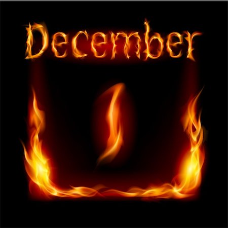 First December in Calendar of Fire. Icon on black background Stock Photo - Budget Royalty-Free & Subscription, Code: 400-06459534