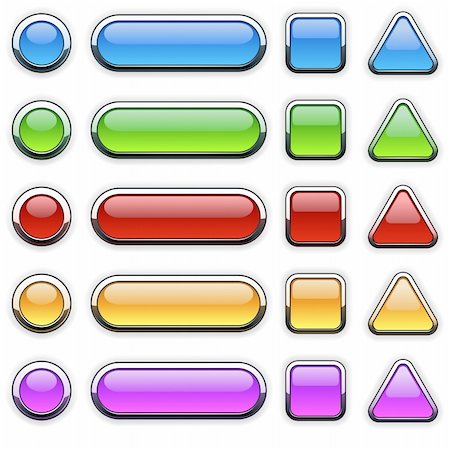 Glass Buttons Set - colored illustration, vector Stock Photo - Budget Royalty-Free & Subscription, Code: 400-06452271