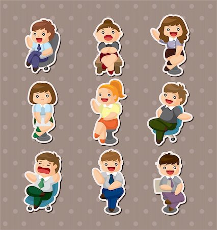 simsearch:400-04338306,k - cartoon happy office workers  stickers Stock Photo - Budget Royalty-Free & Subscription, Code: 400-06452537