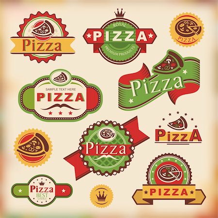 set of vintage pizza labels vector illustration Photographie de stock - Aubaine LD & Abonnement, Code: 400-06452558