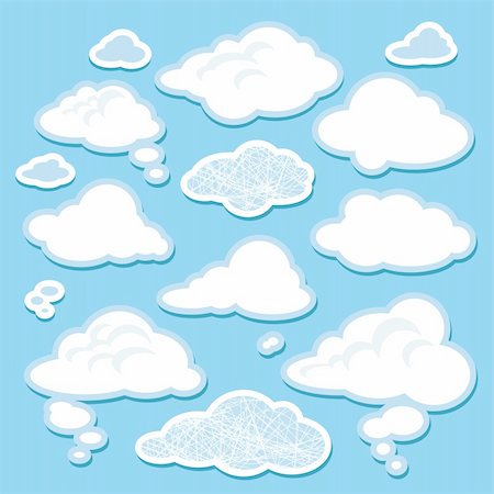 set of simple cartoon clouds vector illustration Stock Photo - Budget Royalty-Free & Subscription, Code: 400-06452560