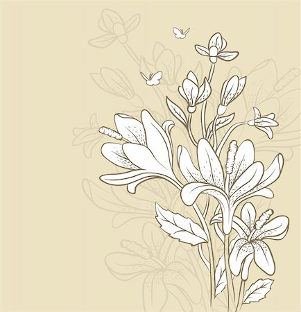 damask vector - Vector illustration of pattern flowers Stock Photo - Budget Royalty-Free & Subscription, Code: 400-06452771