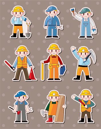 cartoon worker stickers Stock Photo - Budget Royalty-Free & Subscription, Code: 400-06452917