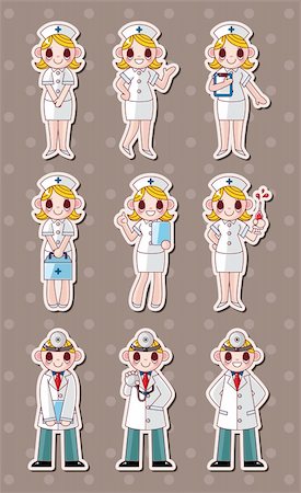 cartoon doctor and nurse stickers Foto de stock - Super Valor sin royalties y Suscripción, Código: 400-06452921