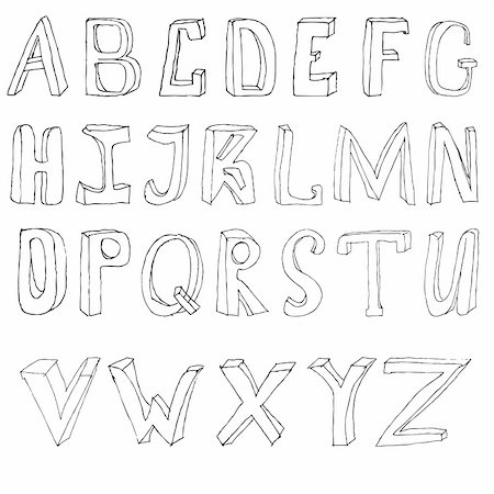 simsearch:400-04311628,k - Hand drawing alphabet vector illustration set in black ink Foto de stock - Royalty-Free Super Valor e Assinatura, Número: 400-06452978