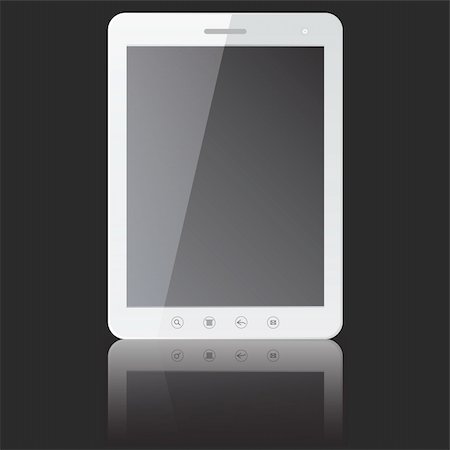 simsearch:400-04907702,k - white tablet PC computer with blank screen  isolated on black background. Vector  illustration. Stock Photo - Budget Royalty-Free & Subscription, Code: 400-06453100
