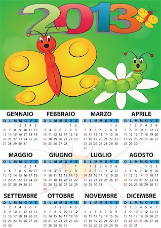 simsearch:696-03397950,k - 2013 butterfly calendar for children in italian Stock Photo - Budget Royalty-Free & Subscription, Code: 400-06453248