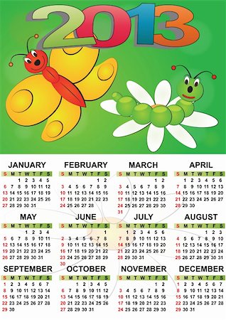 simsearch:696-03397950,k - 2013 butterfly calendar for children Stock Photo - Budget Royalty-Free & Subscription, Code: 400-06453249