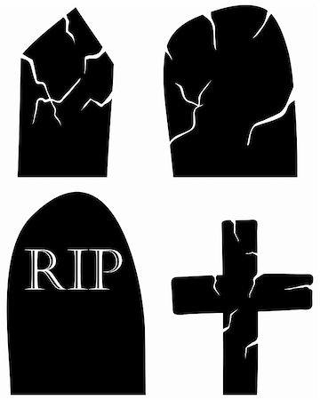 simsearch:400-04651962,k - Set of halloween black grave elements. Vector illustration. Foto de stock - Super Valor sin royalties y Suscripción, Código: 400-06453268