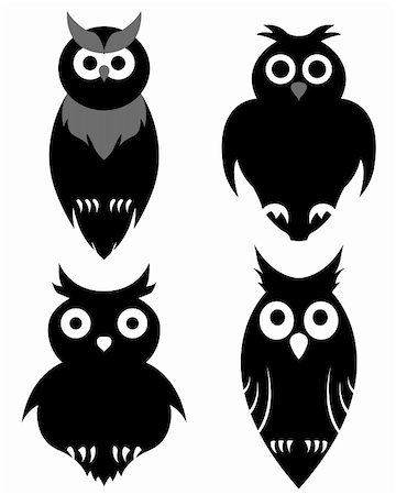 pattern art owl - Set of halloween black owl. Vector illustration. Stock Photo - Budget Royalty-Free & Subscription, Code: 400-06453269