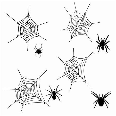 simsearch:400-08200203,k - Set of halloween black spider with nets. Vector illustration. Stock Photo - Budget Royalty-Free & Subscription, Code: 400-06453270