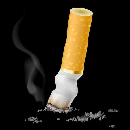 Realistic cigarette butt on black background Stock Photo - Budget Royalty-Free & Subscription, Code: 400-06453428