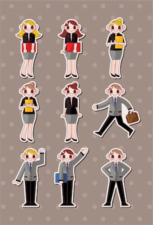 simsearch:400-04338306,k - cartoon office workers,businessman stickers Stock Photo - Budget Royalty-Free & Subscription, Code: 400-06453474