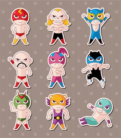 simsearch:400-04337051,k - cartoon wrestler stickers Foto de stock - Royalty-Free Super Valor e Assinatura, Número: 400-06453494