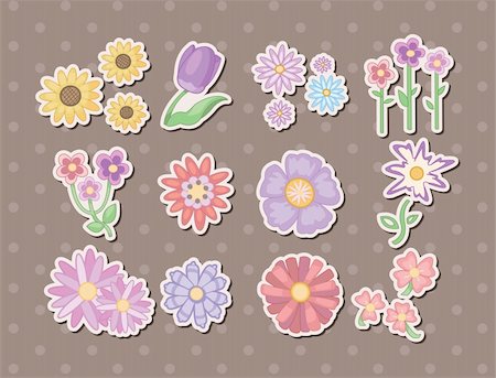 field of daffodil pictures - cartoon flower stickers Stock Photo - Budget Royalty-Free & Subscription, Code: 400-06453518