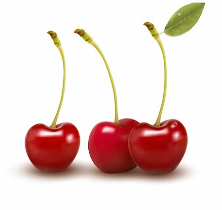 simsearch:400-06386179,k - Three red cherries  Vector illustration Foto de stock - Super Valor sin royalties y Suscripción, Código: 400-06453782