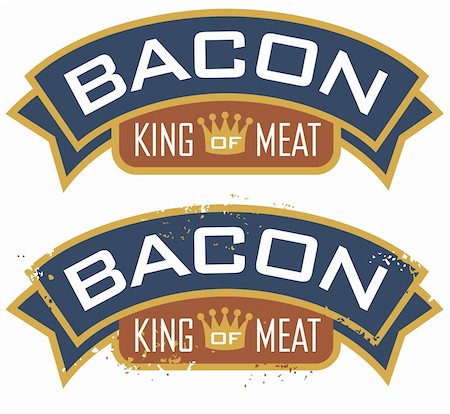 food tattoos - Bacon vector emblem featuring the words, “King of Meat”. Includes clean and grunge versions. Stock Photo - Budget Royalty-Free & Subscription, Code: 400-06453986
