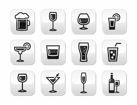 Beverages modern square grey buttons set Stock Photo - Budget Royalty-Free & Subscription, Code: 400-06464006