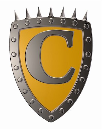 simsearch:400-04661440,k - metal shield with letter c on white background - 3d illustration Fotografie stock - Microstock e Abbonamento, Codice: 400-06464138