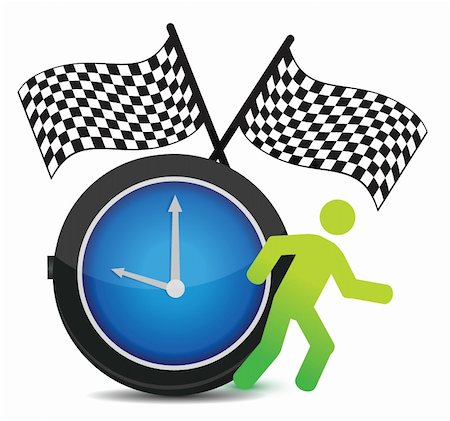 runners crossing the finish line - Race Against Time concept illustration design over white Stock Photo - Budget Royalty-Free & Subscription, Code: 400-06464386