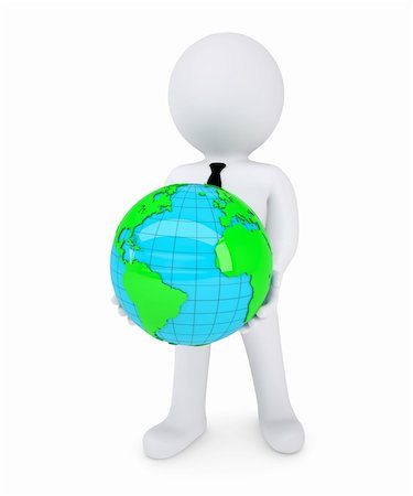 3d white man holding the planet in their hands. Isolated render on a white background Stock Photo - Budget Royalty-Free & Subscription, Code: 400-06464435