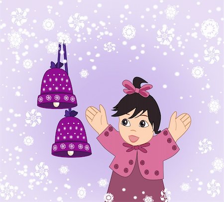 simsearch:400-04814756,k - A little girl looks at falling     snowflakes. Foto de stock - Super Valor sin royalties y Suscripción, Código: 400-06464500