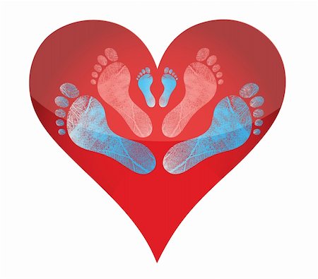 simsearch:400-04939110,k - heart footprints illustration design over a white background design Photographie de stock - Aubaine LD & Abonnement, Code: 400-06465269