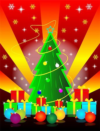 christmas tree and gift box for celebration christmas Stock Photo - Budget Royalty-Free & Subscription, Code: 400-06460071