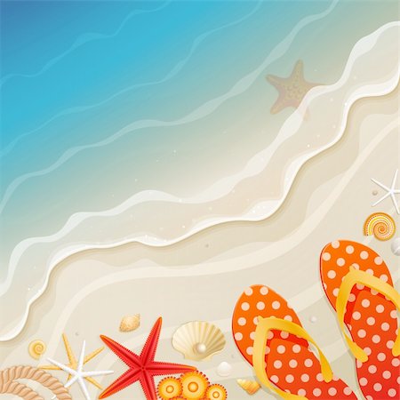 sea postcards vector - Holiday greeting card with wave and shells. Vector illustration. Stock Photo - Budget Royalty-Free & Subscription, Code: 400-06460315