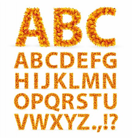 simsearch:400-06460331,k - Autumn Leaves font. Vector illustration. Stock Photo - Budget Royalty-Free & Subscription, Code: 400-06460310