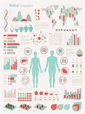 Medical Infographic set with charts and other elements. Vector illustration. Foto de stock - Super Valor sin royalties y Suscripción, Código: 400-06460335