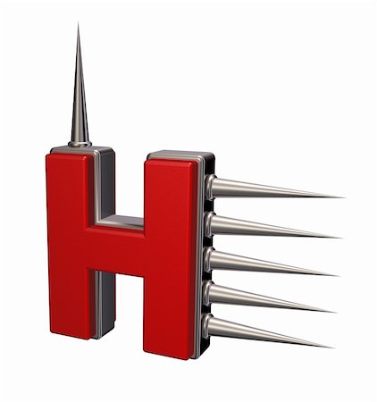 simsearch:400-06522457,k - letter h with metal prickles on white background - 3d illustration Foto de stock - Super Valor sin royalties y Suscripción, Código: 400-06460779