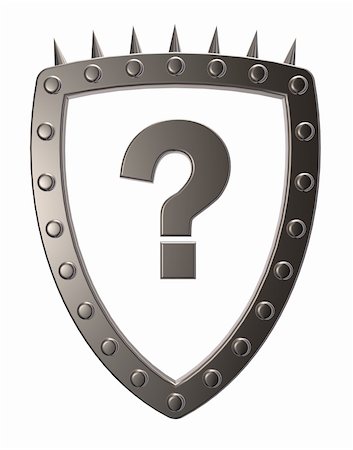 simsearch:400-04661440,k - shield with question mark on white background - 3d illustration Fotografie stock - Microstock e Abbonamento, Codice: 400-06460801