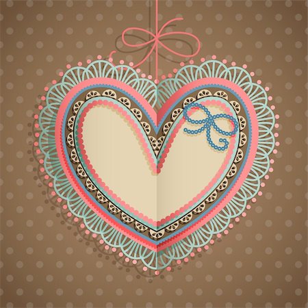 Valentine`s Day vintage card with heart and place for text. Foto de stock - Super Valor sin royalties y Suscripción, Código: 400-06460895