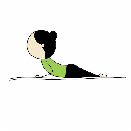 skinny people cartoon - Woman practicing yoga, cobra pose Stock Photo - Budget Royalty-Free & Subscription, Code: 400-06460925