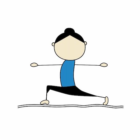 sketch characters - Woman practicing yoga, warrior pose Stock Photo - Budget Royalty-Free & Subscription, Code: 400-06460921