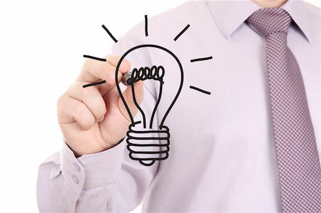 draw light bulb - Businessman drawing light bulb on white-board Stock Photo - Budget Royalty-Free & Subscription, Code: 400-06461247