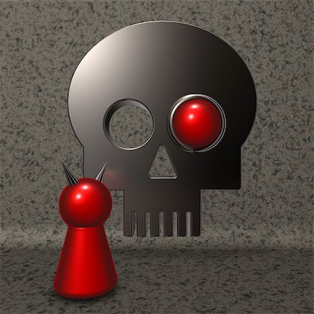 simsearch:400-07486435,k - simple devil character and abstract skull - 3d illustration Stock Photo - Budget Royalty-Free & Subscription, Code: 400-06461777