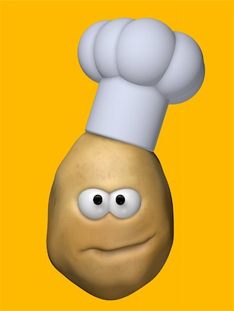 simsearch:400-04351737,k - funny potato with cook hat - 3d illustration Stock Photo - Budget Royalty-Free & Subscription, Code: 400-06461790