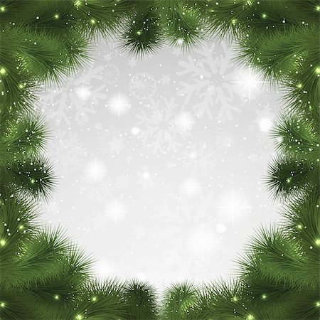 Christmas background of fir tree branches on a snowflake background Stock Photo - Budget Royalty-Free & Subscription, Code: 400-06462030