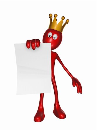 simsearch:400-06199998,k - red guy with crown holds blank paper sheet - 3d illustration Photographie de stock - Aubaine LD & Abonnement, Code: 400-06462190