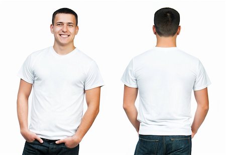 simsearch:400-06457206,k - White t-shirt on a young man isolated, front and back Photographie de stock - Aubaine LD & Abonnement, Code: 400-06462291