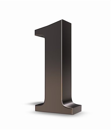 metal number one on white background - 3d illustration Stock Photo - Budget Royalty-Free & Subscription, Code: 400-06462301