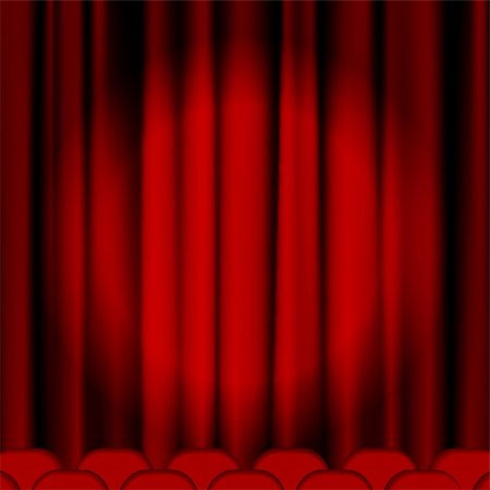 stage floodlight - Red curtains to theater stage. Mesh.EPS10.This file contains transparency. Stock Photo - Budget Royalty-Free & Subscription, Code: 400-06462571