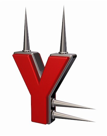 simsearch:400-06462868,k - letter y with metal prickles on white background - 3d illustration Foto de stock - Super Valor sin royalties y Suscripción, Código: 400-06463251