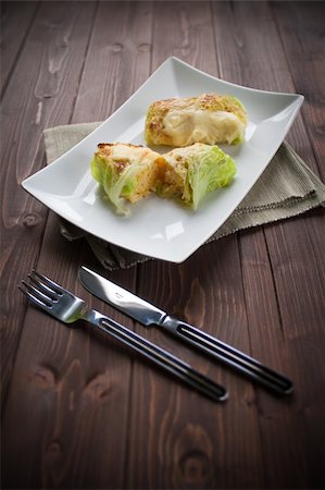 Roulade of cabbage and rice in a dish Stock Photo - Budget Royalty-Free & Subscription, Code: 400-06463407