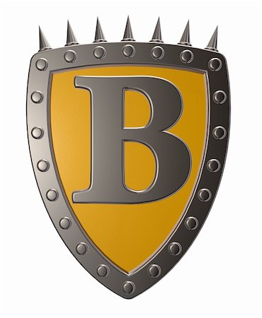 simsearch:400-04661440,k - metal shield with letter b on white background - 3d illustration Fotografie stock - Microstock e Abbonamento, Codice: 400-06463433