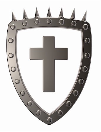 simsearch:400-06087640,k - metal shield with christian cross  on white background - 3d illustration Stock Photo - Budget Royalty-Free & Subscription, Code: 400-06463737