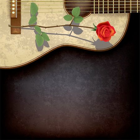 abstract grunge black background with rose and guitar Stock Photo - Budget Royalty-Free & Subscription, Code: 400-06463897